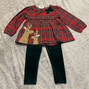 Mud Pie Kids Tartan Reindeer Tunic and Leggings Set